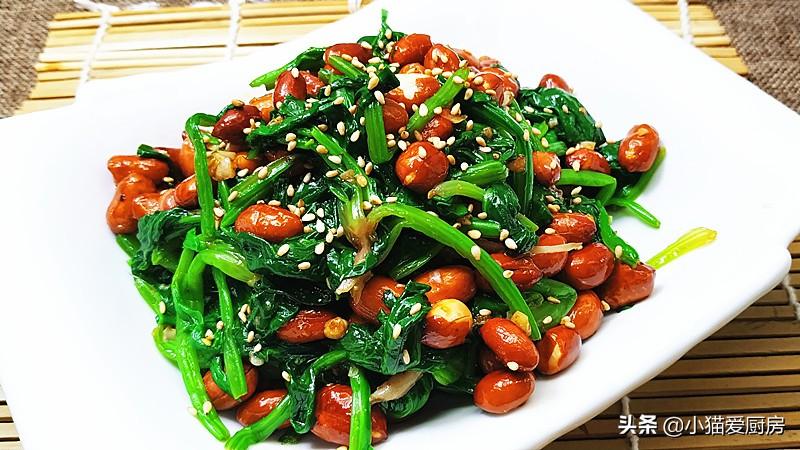 陈醋菠菜花生米的做法凉拌（菠菜和花生凉拌怎么做）-1