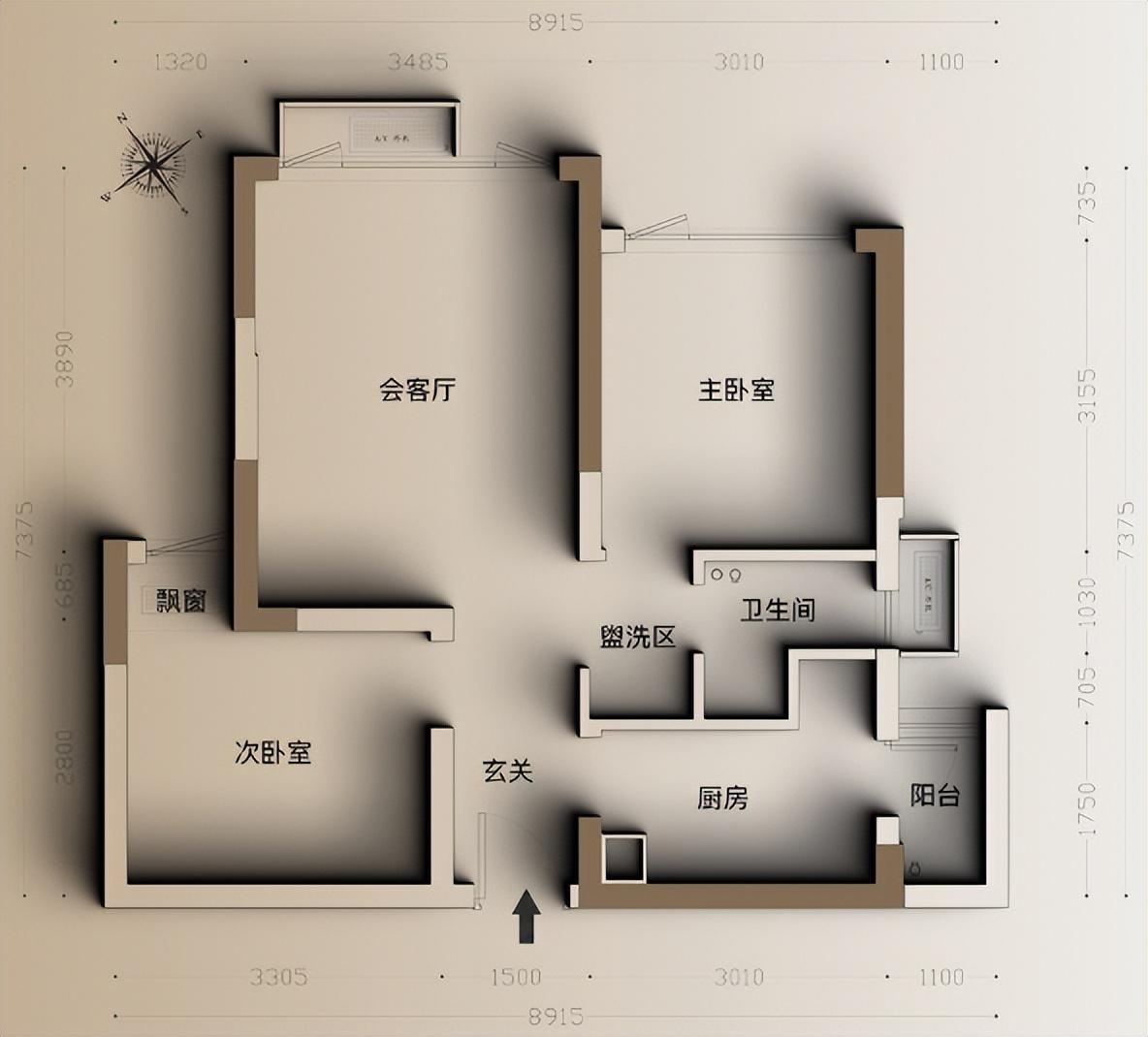 家庭装修风格效果图大全，60㎡装修效果图-2