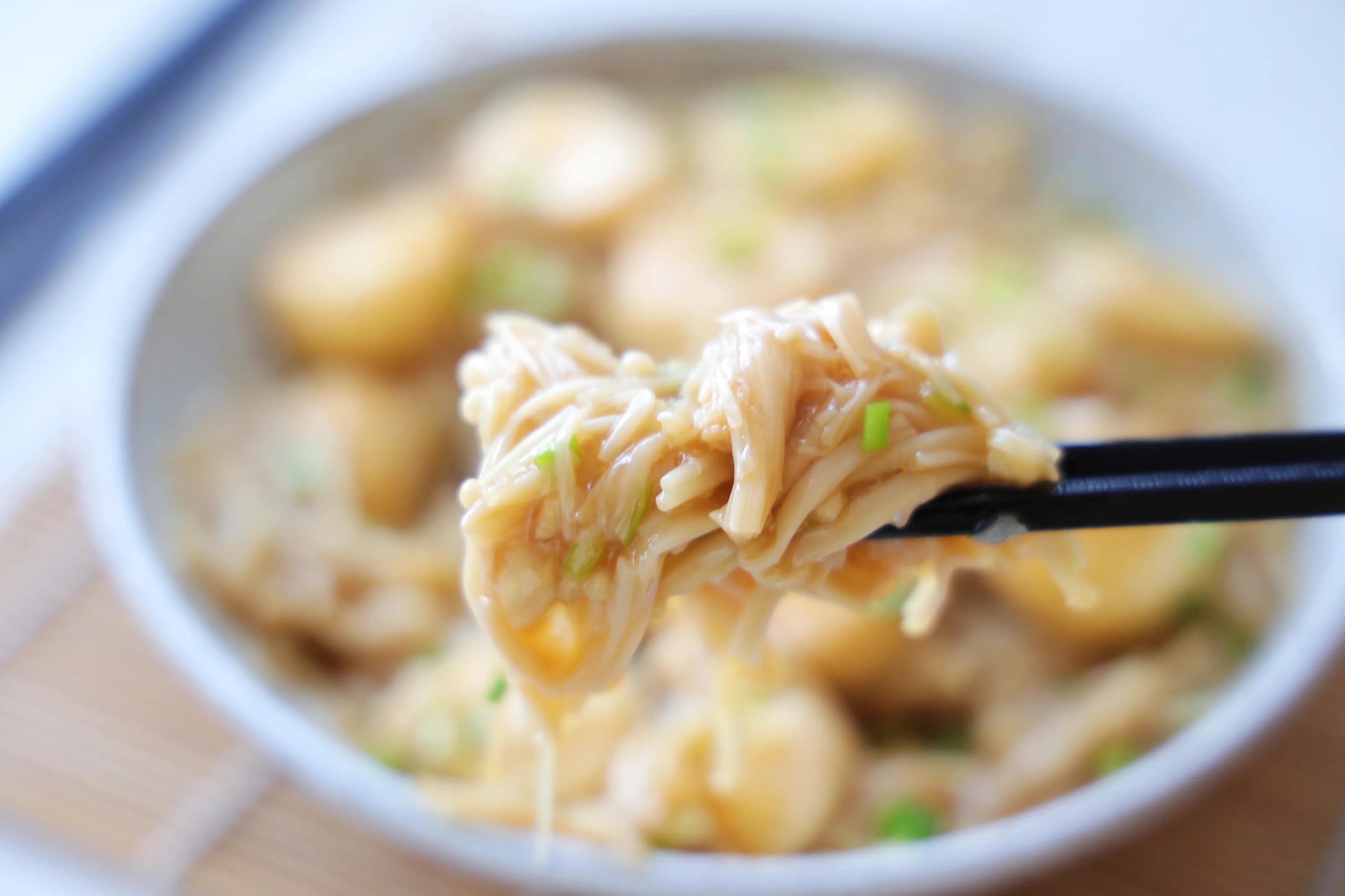 金针菇炒鸡蛋豆腐（金针菇怎么做好吃）-10