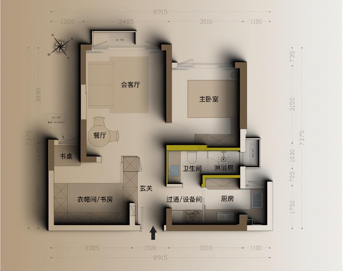 家庭装修风格效果图大全，60㎡装修效果图-3