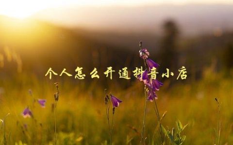 个人怎么开通抖音小店，详细步骤解析