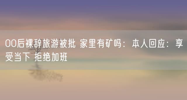 00后裸辞旅游被批 家里有矿吗：本人回应：享受当下 拒绝加班